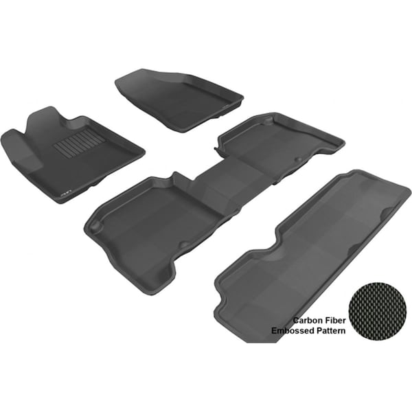 3D Maxpider HYUNDAI SANTA FE 2007-2009 KAGU BLACK R1 R2 1 EYELET Floor Mat L1HY00501509 - main